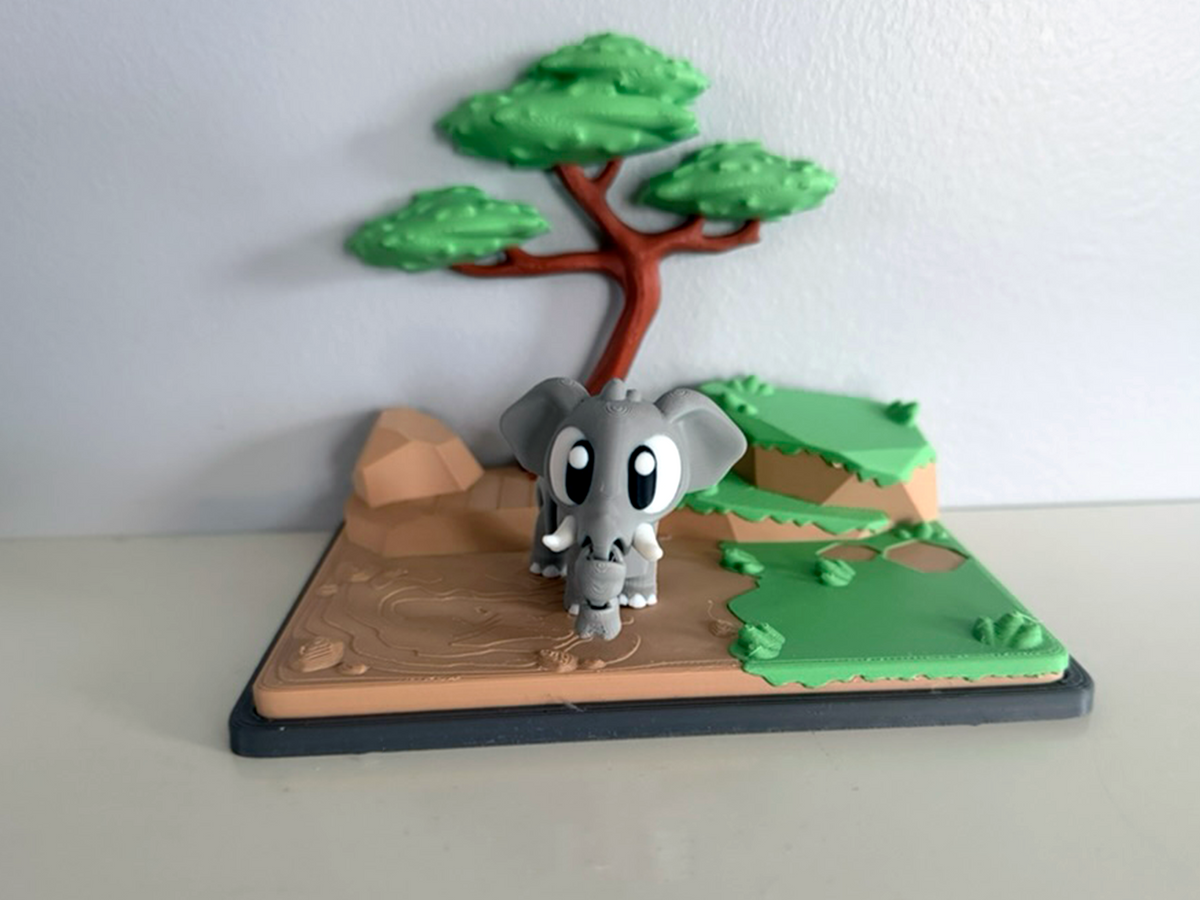 Flexi Elephant and Savannah Playset