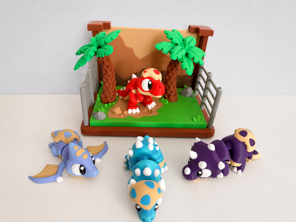 Flexi Jurassic Dinosaurs and Park Enclosure Playset
