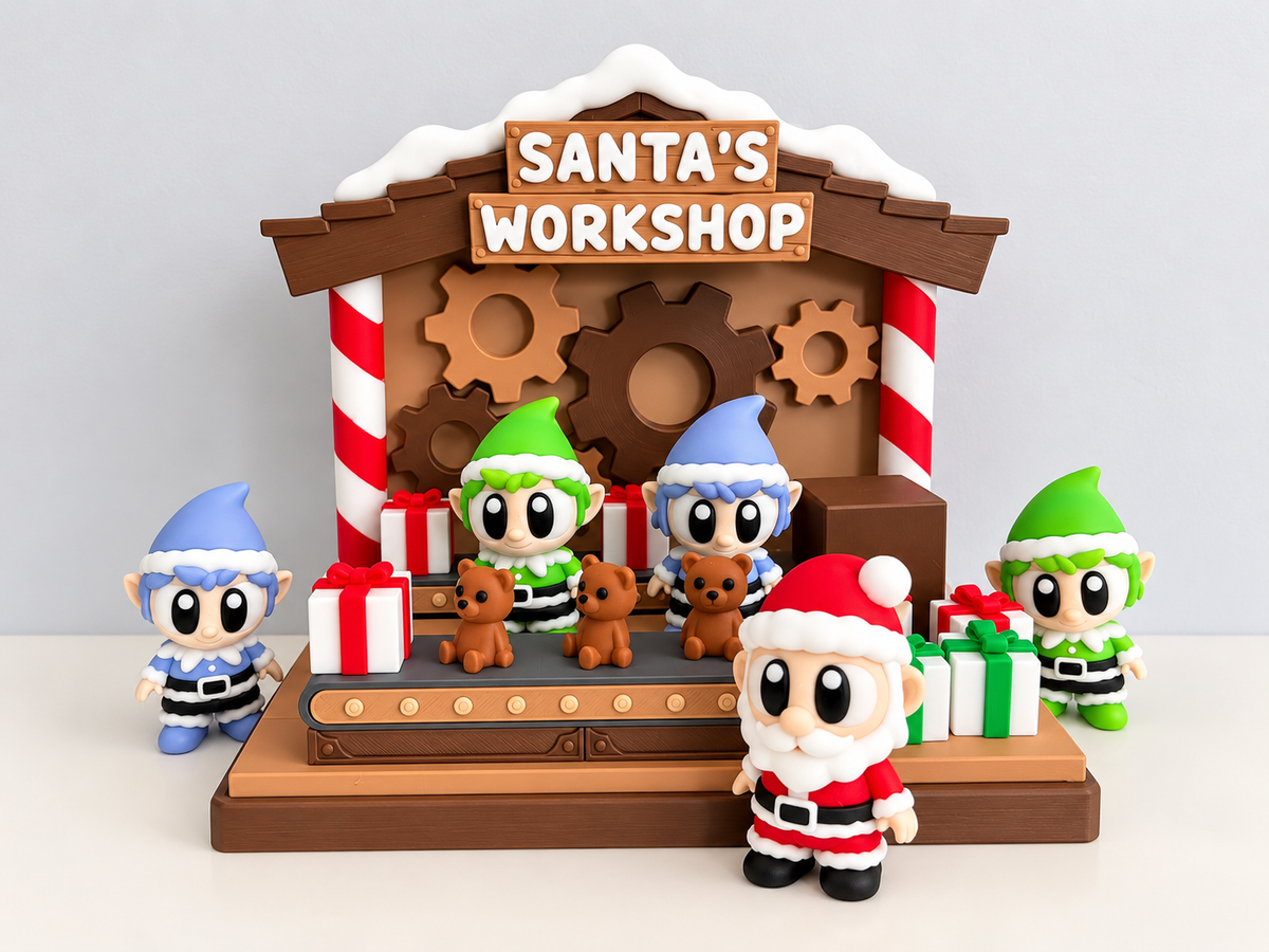 Flexi Santa and Santa's Workshop Playset