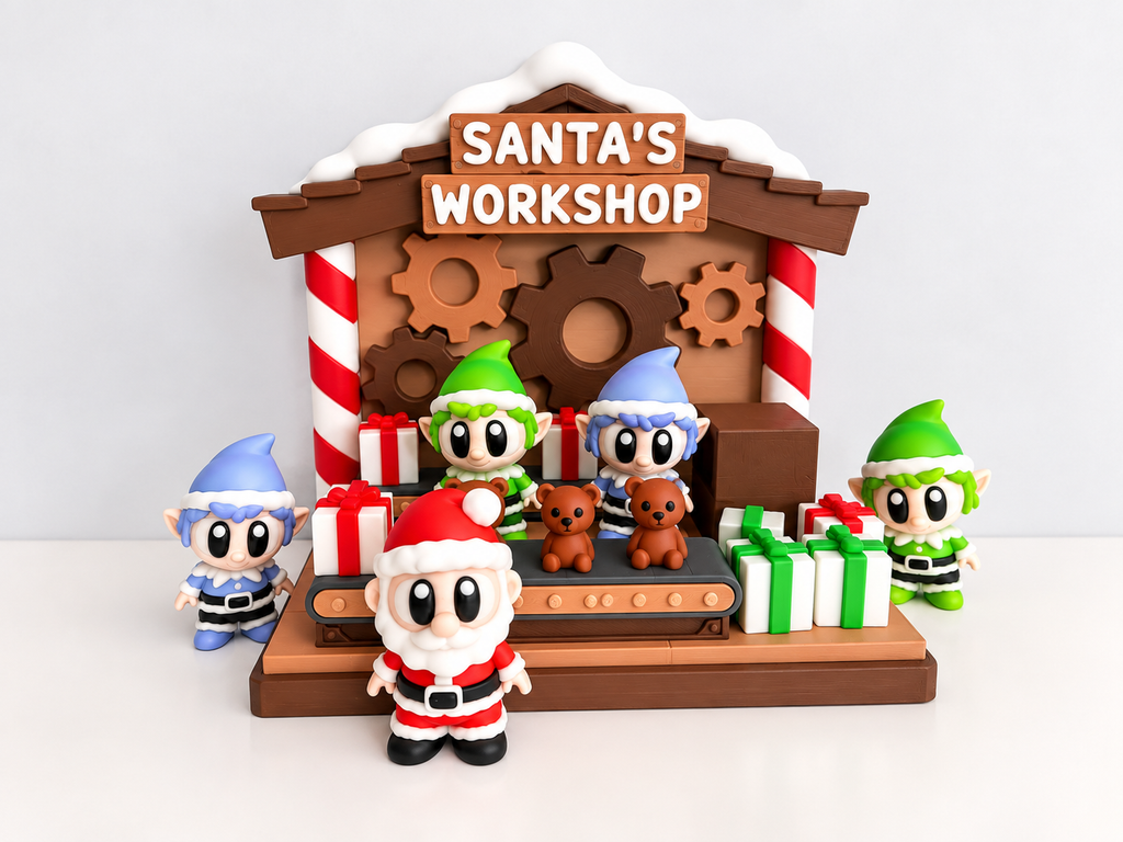 Flexi Santa and Santa's Workshop Playset